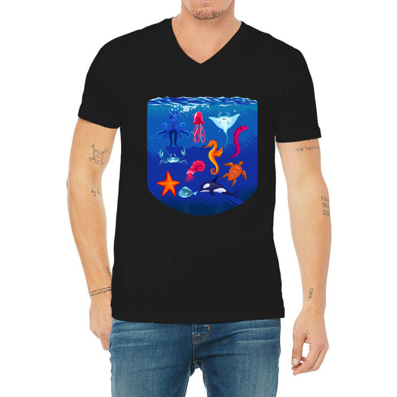 Sea Animals Ocean Life Creatures Lover For Kids Ch V-neck Tee | Artistshot