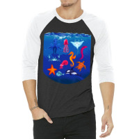 Sea Animals Ocean Life Creatures Lover For Kids Ch 3/4 Sleeve Shirt | Artistshot