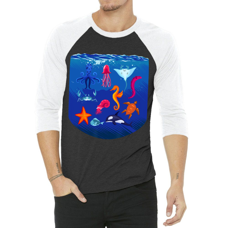 Sea Animals Ocean Life Creatures Lover For Kids Ch 3/4 Sleeve Shirt | Artistshot