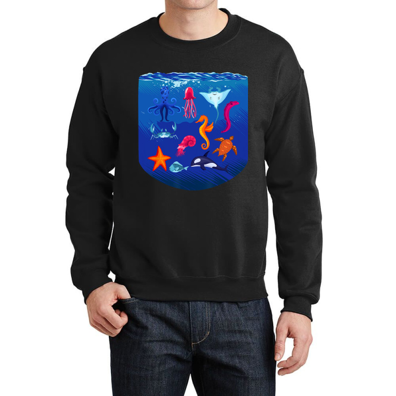 Sea Animals Ocean Life Creatures Lover For Kids Ch Crewneck Sweatshirt | Artistshot