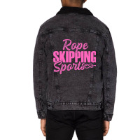 Rope Skipping Sports Rope Jumping Knees Up Single  Unisex Sherpa-lined Denim Jacket | Artistshot