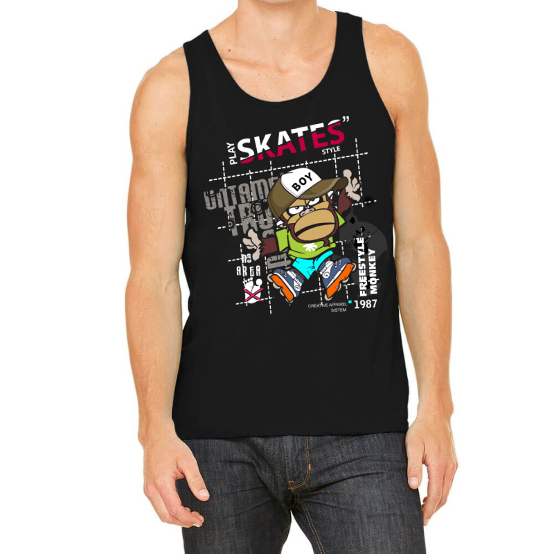 Vector Skates Style Monkey Freestyle Slogan Tee Gr Tank Top | Artistshot