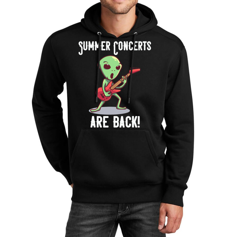 Summer Concerts Are Back Funny Alien Guitar Music Unisex Hoodie | Artistshot