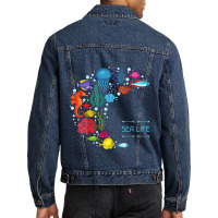 Sea Life Jellyfish Fish Starfish Ocean Beach Lover Men Denim Jacket | Artistshot