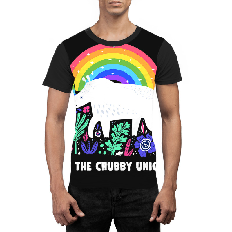 Save The Chubby Unicorns White Rhino Rainbow Flora Graphic T-shirt | Artistshot