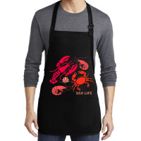 Sea Life Lobster Crab Shrimp And Clams Ocean Seafo Medium-length Apron | Artistshot