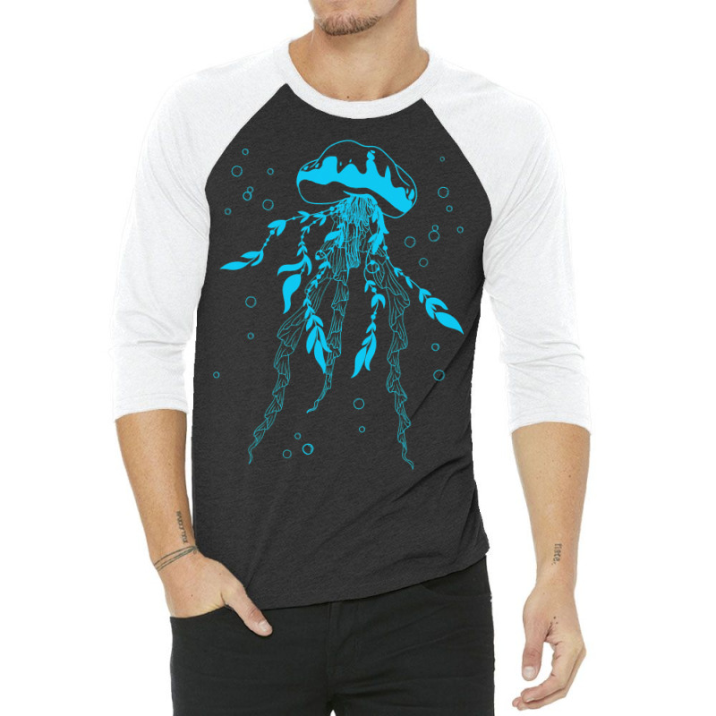 Sea Ocean Life Blue Jellyfish 3/4 Sleeve Shirt | Artistshot