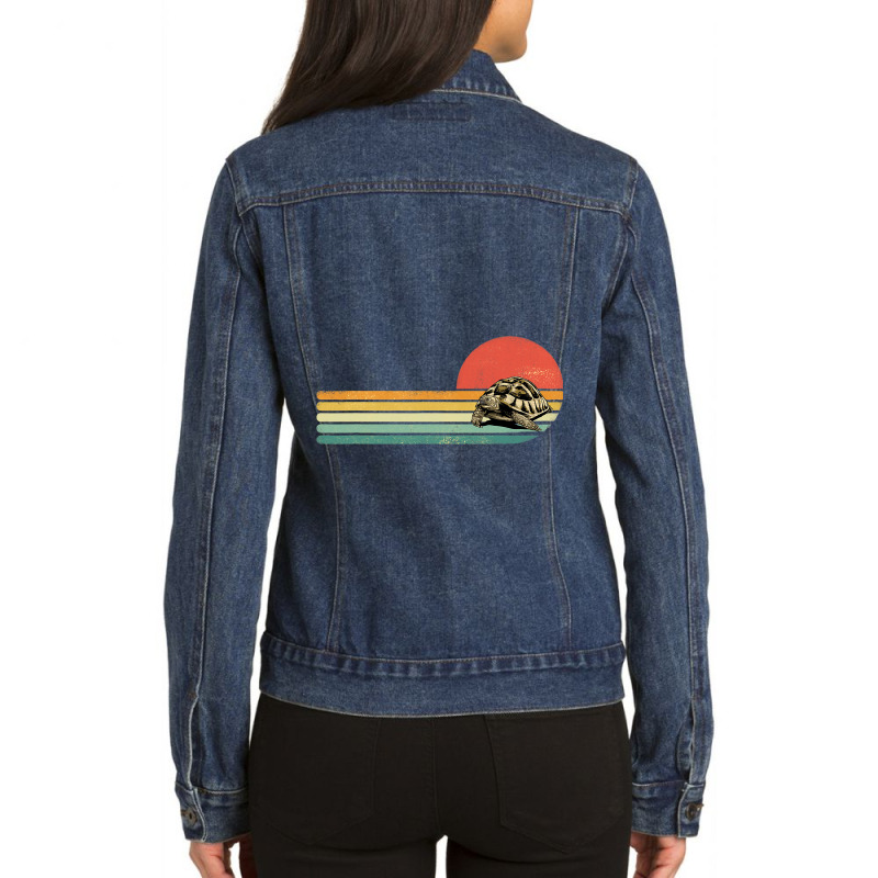 Retro Vintage Sea Turtle Tortoise Ocean Marine Ani Ladies Denim Jacket by KYERRAREED | Artistshot