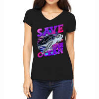 Save The Ocean Nature Advocacy Sea Turtle Earth Da Women's V-neck T-shirt | Artistshot