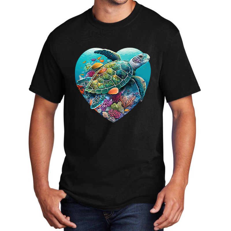 Sea Turtle Beach Lover Ocean Animal Graphic Novelt Basic T-shirt by EdwardVadez | Artistshot