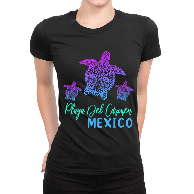 Summer Vacation Sea Turtle Mexico Playa Del Carmen Ladies Fitted T-Shirt by VanesaSettles | Artistshot