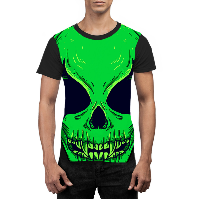 Scary Alien Ufo Trippy Green Alien Skull Halloween Graphic T-shirt | Artistshot