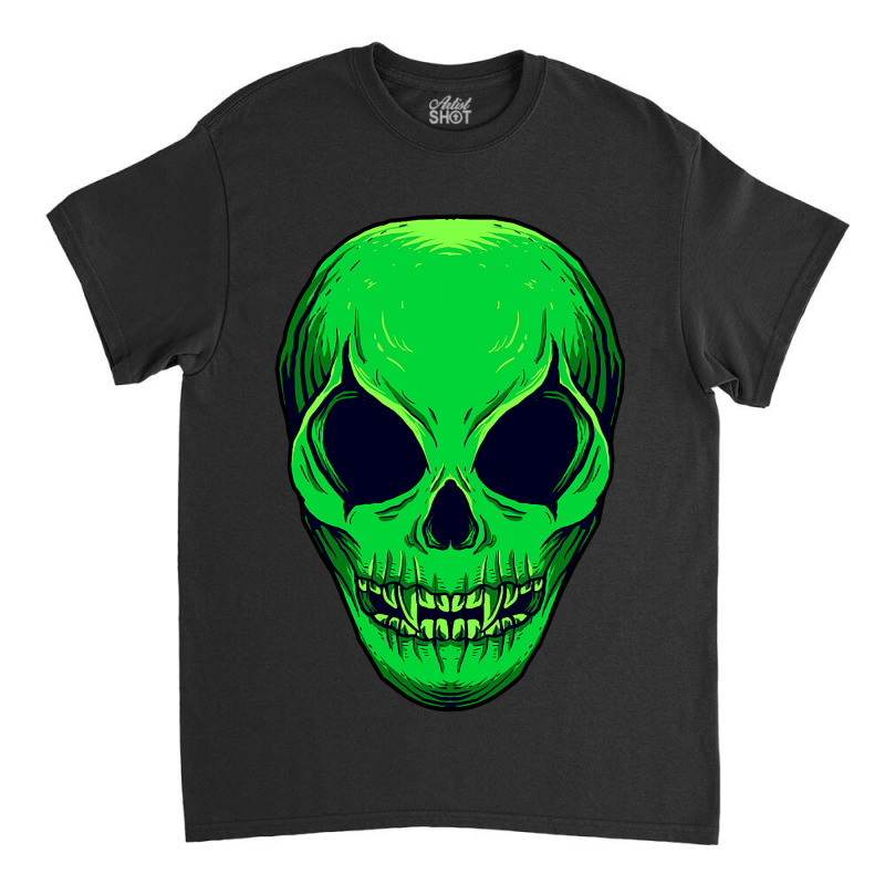 Scary Alien Ufo Trippy Green Alien Skull Halloween Classic T-shirt | Artistshot