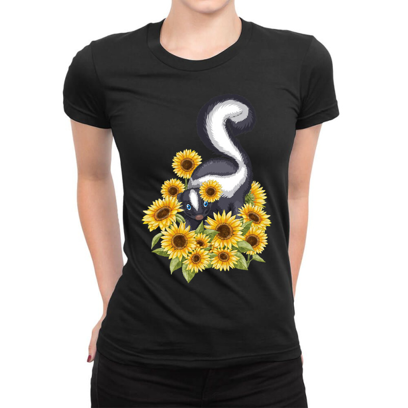 Sunflower Skunk 2pet Lover Zookeeper Zoologist Vet Ladies Fitted T-Shirt by KaleiaPeckham | Artistshot