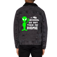 School Is Out Alien Unisex Sherpa-lined Denim Jacket | Artistshot