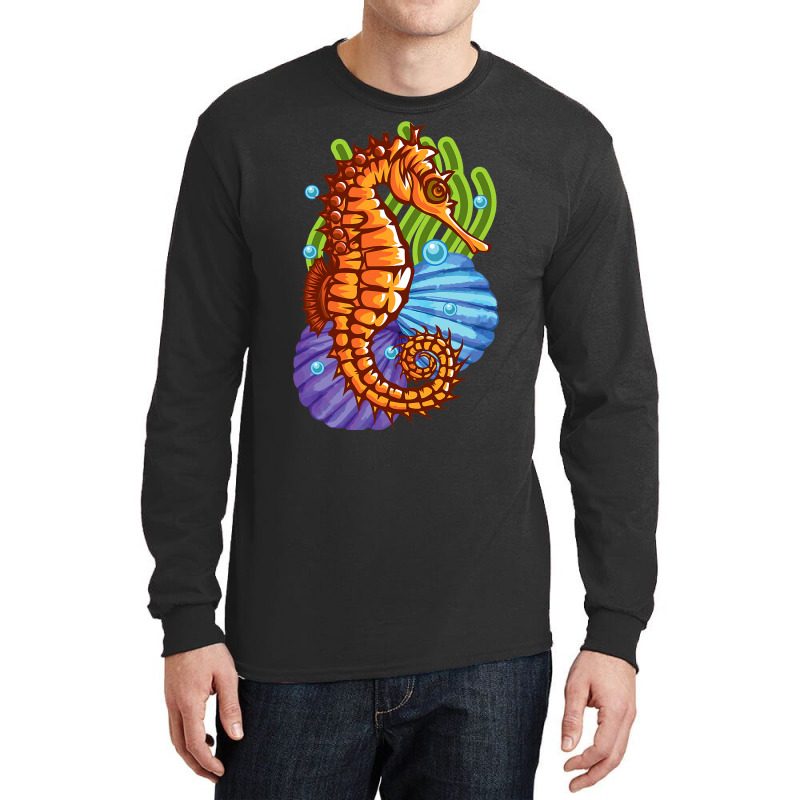 Seahorse Marine Ocean Wildlife Nature Animal Coral Long Sleeve Shirts | Artistshot