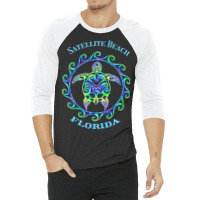 Satellite Beach Florida Vacation Colorful Turtle 3/4 Sleeve Shirt | Artistshot