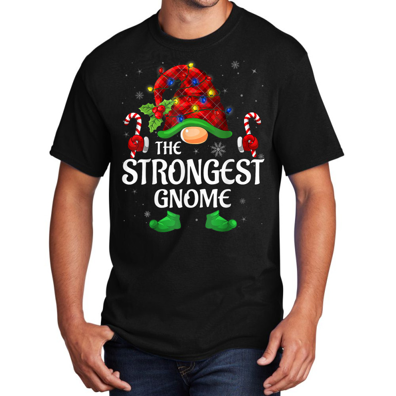 Strongest Gnome Buffalo Red Plaid Matching Family Christmas Basic T-shirt | Artistshot