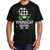 Youngest Gnome Buffalo Plaid Christmas Matching Family Group Basic T-shirt | Artistshot