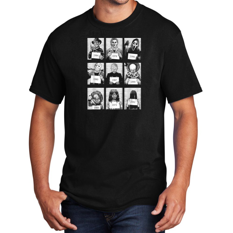 Scary Halloween Horror Characters Mug Shot Costume Basic T-shirt | Artistshot