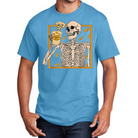 Vintage Halloween Skeleton Pumpkin Spice Latte Syrup Creamer T Shirt C Basic T-shirt | Artistshot