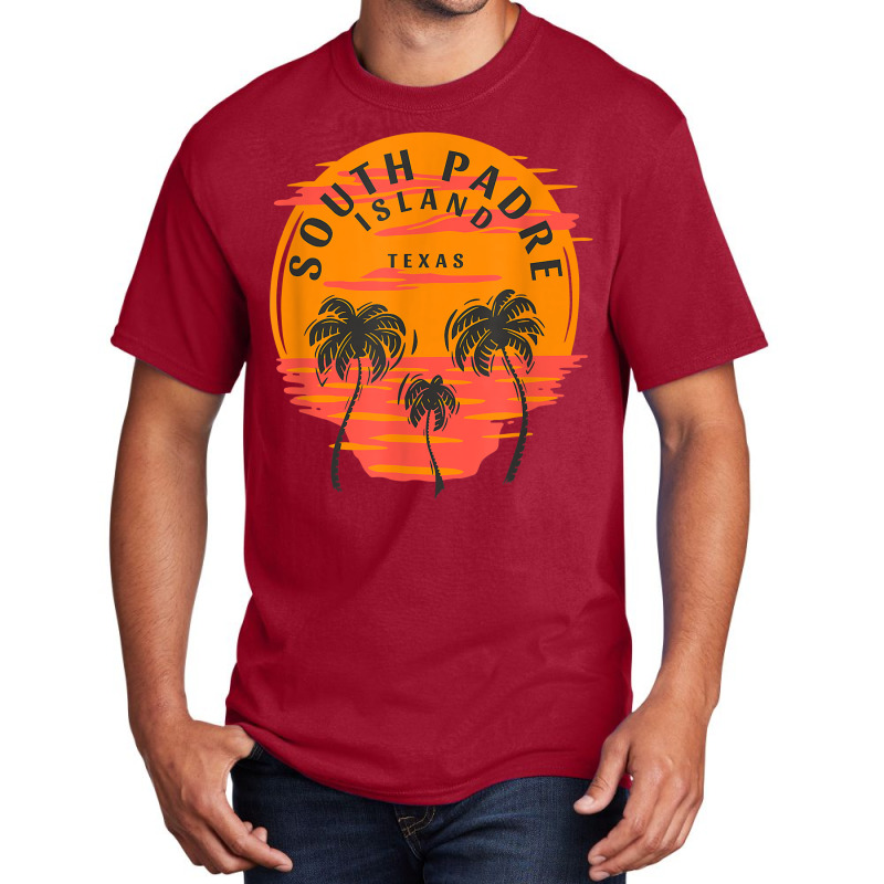 South Padre Island Texas Palm Trees Sunset Skull Beach T Shirt Basic T-shirt by cm-arts | Artistshot