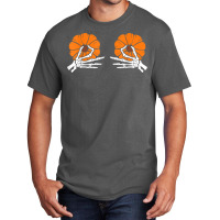 Tweaking Nipples Pumpkin Skeleton Hands Halloween Costume T Shirt Basic T-shirt | Artistshot