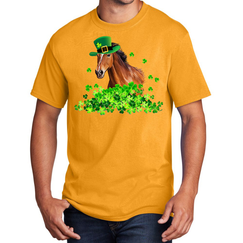 Horse Shamrock Horseback Riding Funny St Patrick S Day Gift Basic T-shirt by AuturoMedero | Artistshot