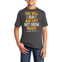 She Will Run And Not Grow Weary Isaiah 40 31 Bible Running Premium T S Basic Youth T-shirt | Artistshot