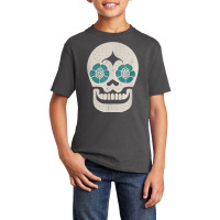 Vintage Sugar Skull Hand Illustration Minmalist Calavera Basic Youth T-shirt | Artistshot