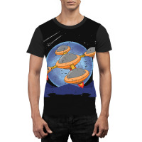 Sci Fi Unidentified Flying Object Ufo Outer Space  Graphic T-shirt | Artistshot