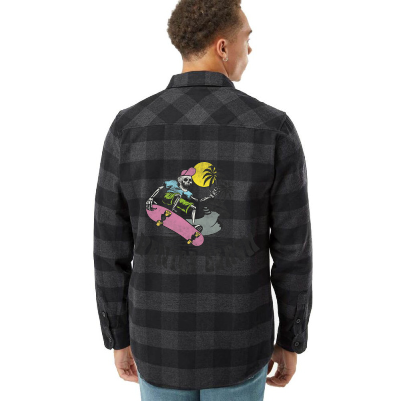 Retro Venice Beach Skateboarding Skeleton Flannel Shirt by TamariGinter | Artistshot