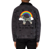 Rainbow Miniature Schnauzer Trust Me Im A Unicorn  Unisex Sherpa-lined Denim Jacket | Artistshot