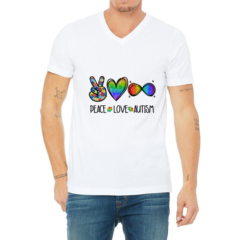 Peace Love Infinity Symbol Cute Autism Awareness G V-Neck Tee by LamiyaAlejo | Artistshot