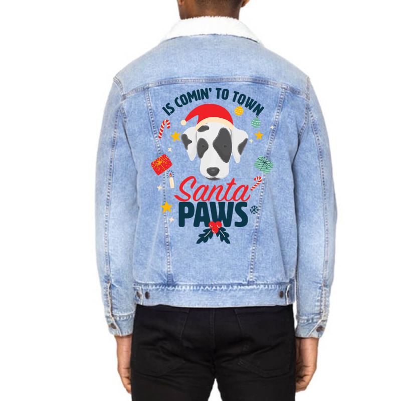 Santa Paws Cute Dalmatian Santa Claus For Christma Unisex Sherpa-lined Denim Jacket | Artistshot