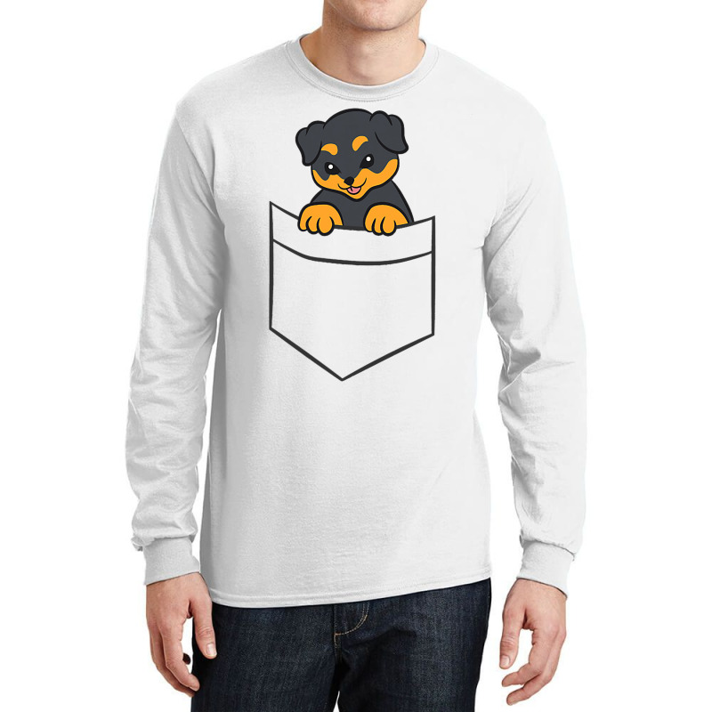 Rottweiler Dog In A Pocket Cute Pocket Rottweiler Long Sleeve Shirts | Artistshot