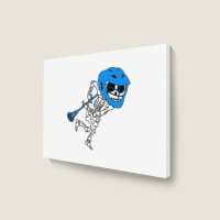 Skeleton Goalie Stick Halloween Funny Lacrosse Eas Landscape Canvas Print | Artistshot