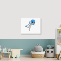 Skeleton Goalie Stick Halloween Funny Lacrosse Eas Landscape Canvas Print | Artistshot