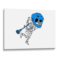 Skeleton Goalie Stick Halloween Funny Lacrosse Eas Metal Print Horizontal | Artistshot