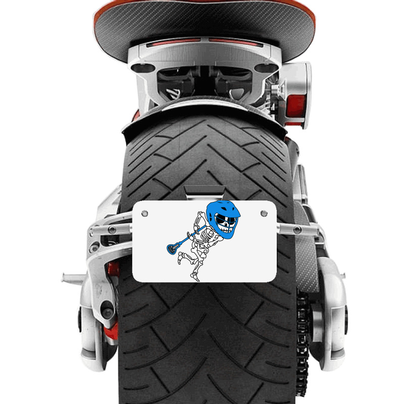 Skeleton Goalie Stick Halloween Funny Lacrosse Eas Motorcycle License Plate | Artistshot