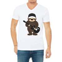 Sloth Guitar Band Member Animal Music Shirt V-neck Tee | Artistshot