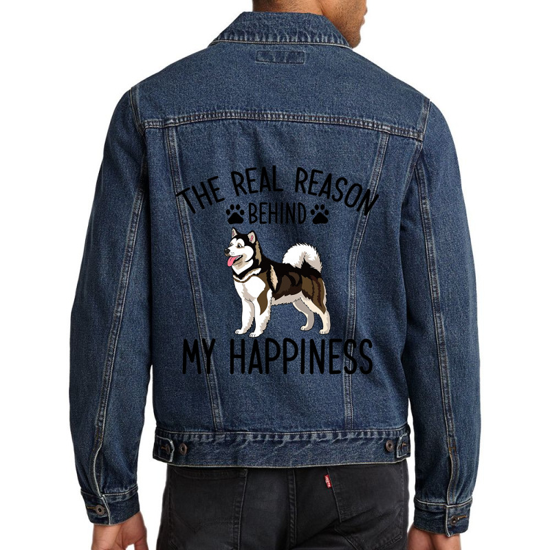 Real Reason Behind My Happiness Alaskan Malamute O Men Denim Jacket | Artistshot