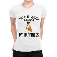 Real Reason Behind My Happiness Boxer Mom Boxer Ow Ladies Fitted T-shirt | Artistshot