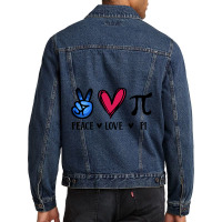 Peace Love Pi Math Love Pi Day Mathematics Math Te Men Denim Jacket | Artistshot