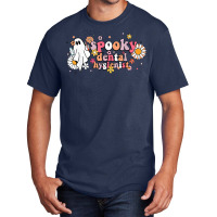 Groovy Ghost Halloween Floral Spooky Dental Hygienist Basic T-shirt | Artistshot