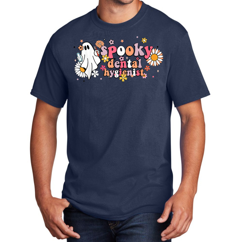 Groovy Ghost Halloween Floral Spooky Dental Hygienist Basic T-shirt by Lambent | Artistshot