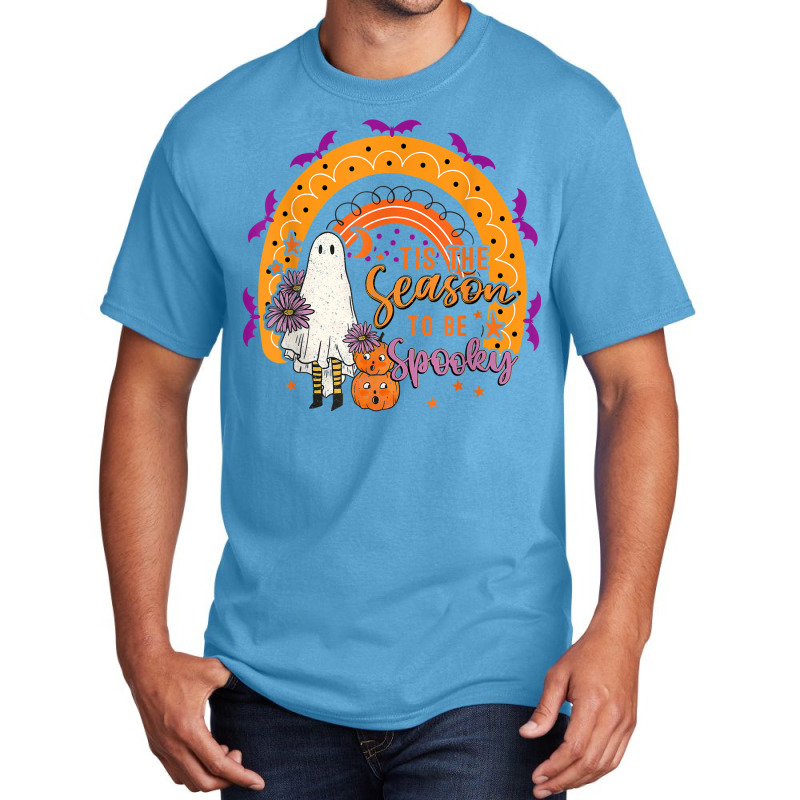 Tis The Season To Be Spooky Rainbow Ghouls Pumpkin Halloween Basic T-shirt by Prestige | Artistshot