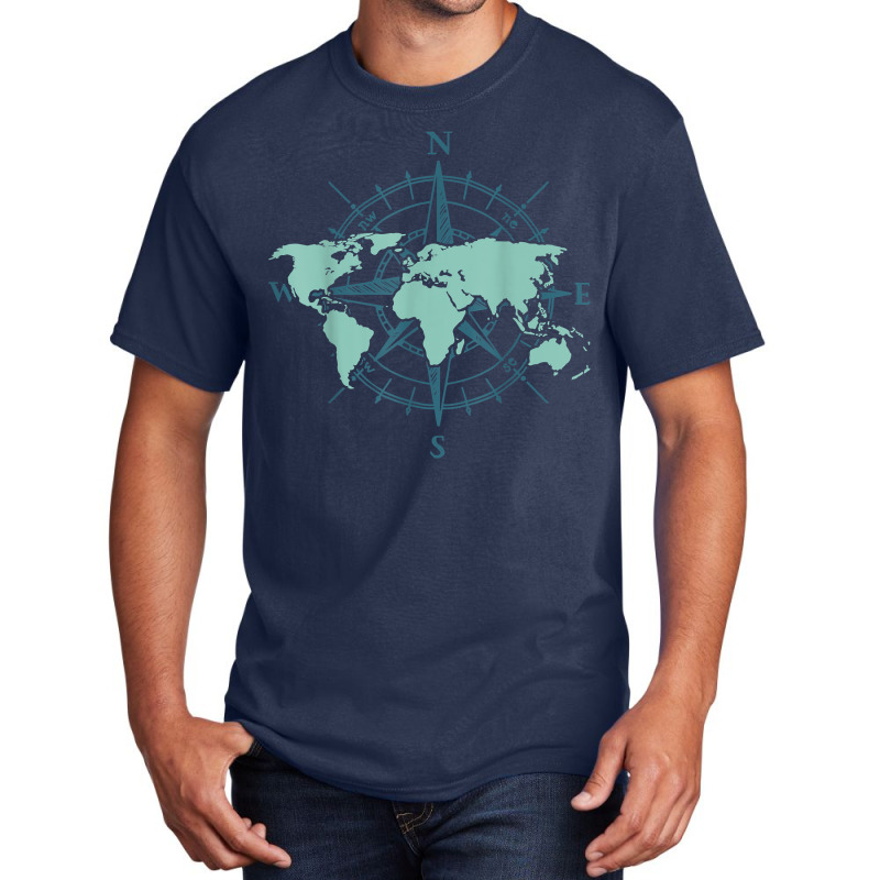 Cartography Traveler Travelling Compass World Map T Shirt Basic T-shirt | Artistshot