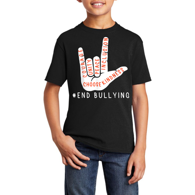 Unity Day Orange Kids 2022 Anti Bullying Love Sign Language Basic Youth T-shirt by Stunner | Artistshot