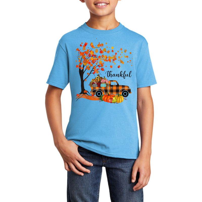 Thankful Cute Pumpkin Truck Leopard Fall Season Autumn Basic Youth T-shirt by Color | Artistshot